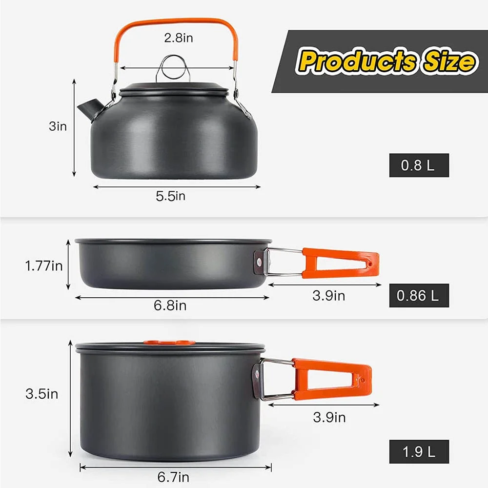 Nesting Camping Cooking Set - Outdoor camping cooking set, non stick