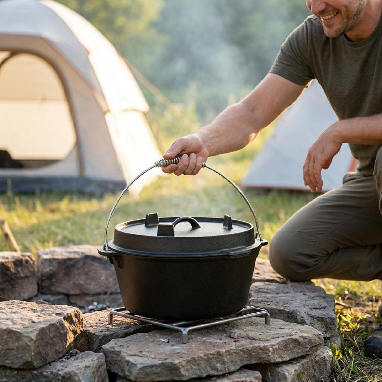 Camp Dutch Oven Cast - Outdoor Cast Iron Dutch Oven Uncoated