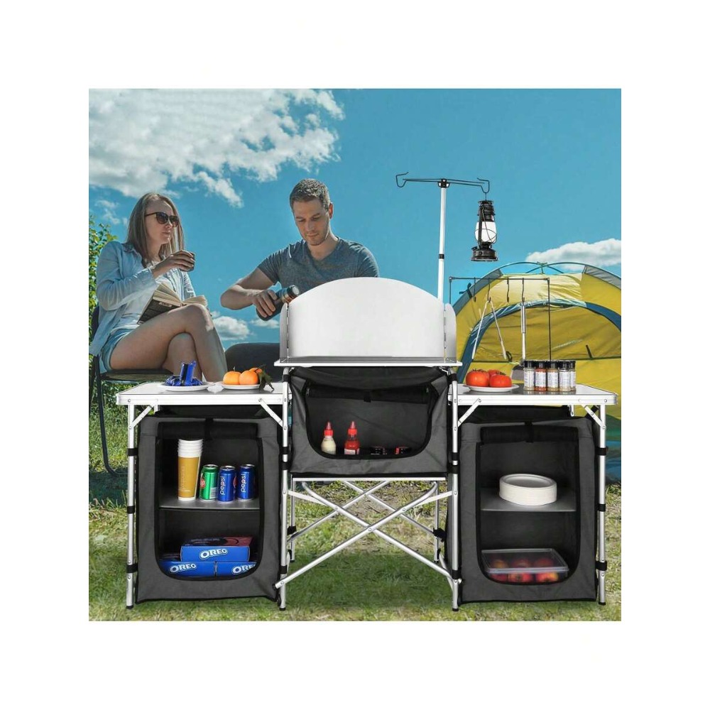 Camping Cooking Cupboard - Folding Camping Kitchen Table with 3