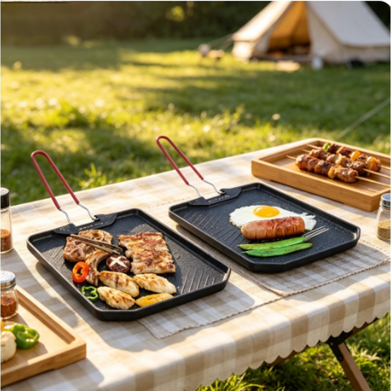 Camping Cooking Cupboard - Portable Non‑Stick Grill Pan Outdoor Camping