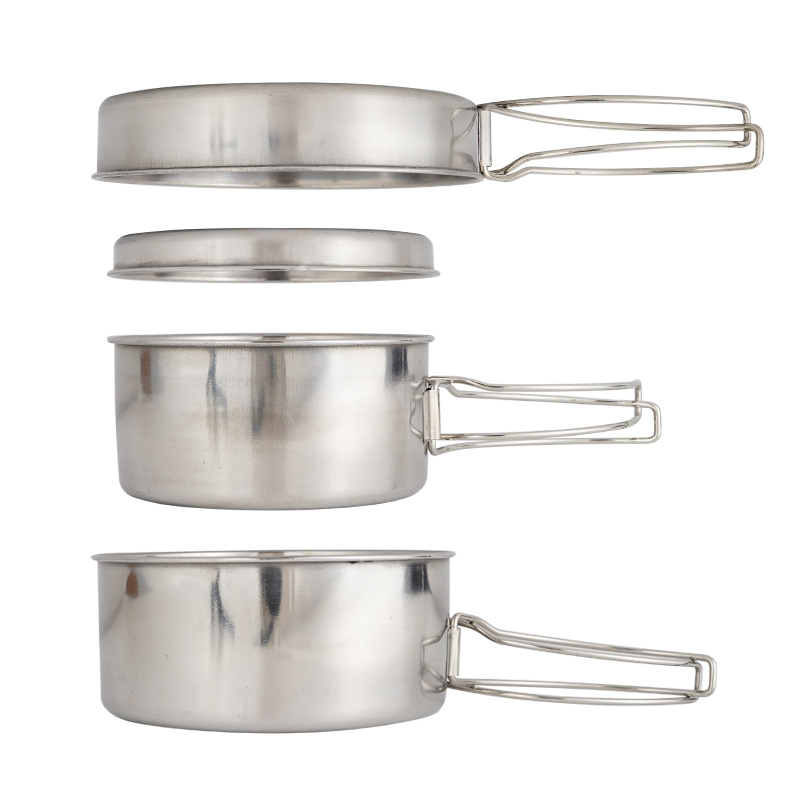 Nesting Camping Cooking Set - CLS 4-Piece Stainless Steel Camping Cookware