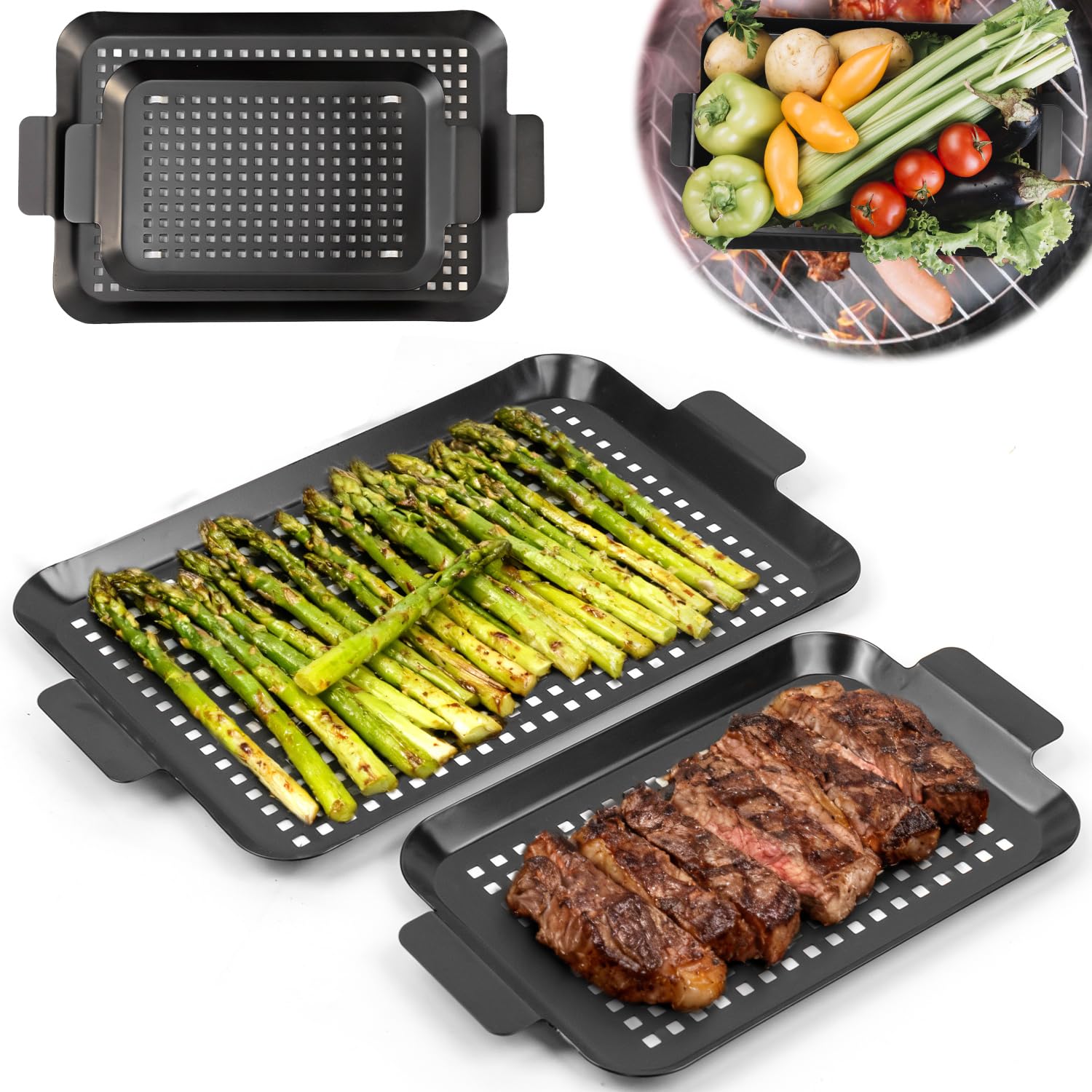 2PCS Grill Pan, Grill Topper f - Camping Cooking Griddle review and price