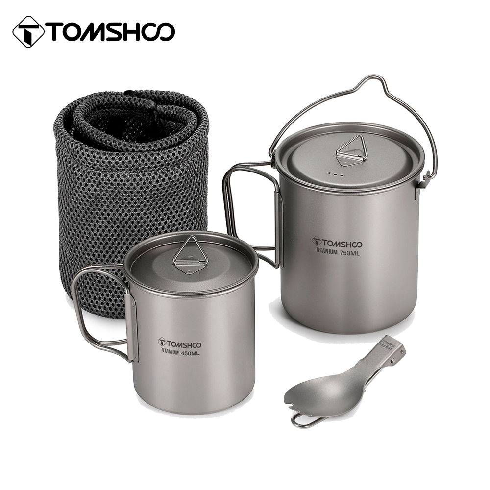 Tomshoo 3 PCS Titanium Cookwar - Camp Spork Set review and price