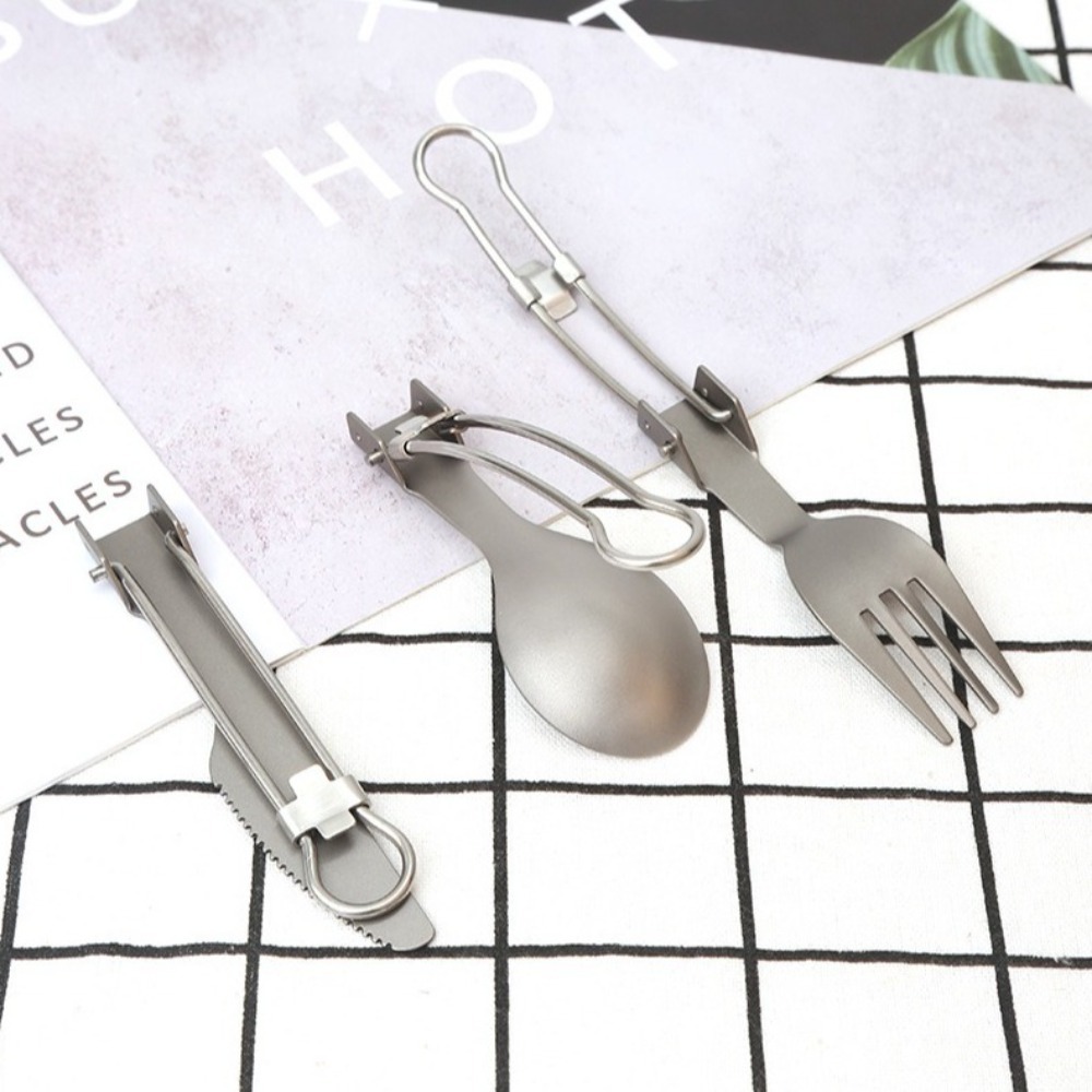 Half Polished Titanium Folding - Camp Spork Set review and price