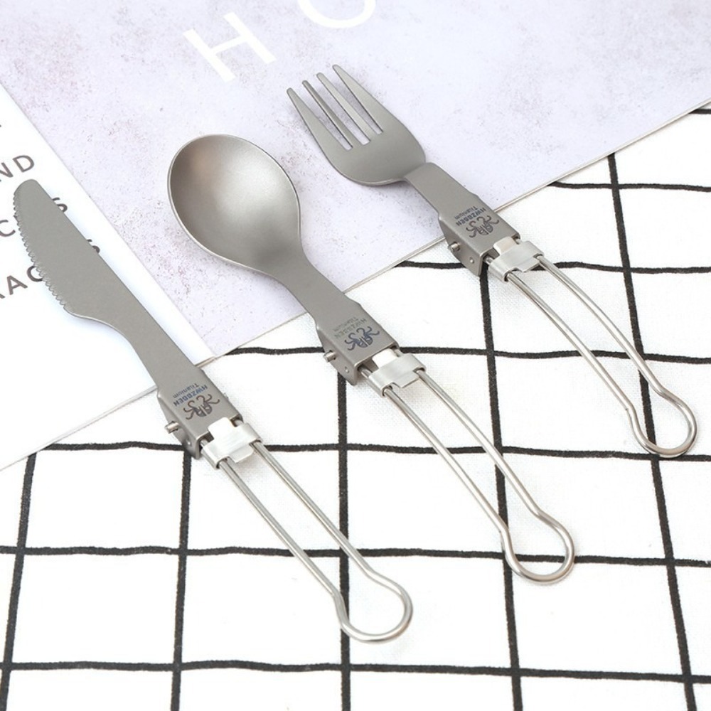 Half Polished Titanium Folding - Camp Spork Set review and price