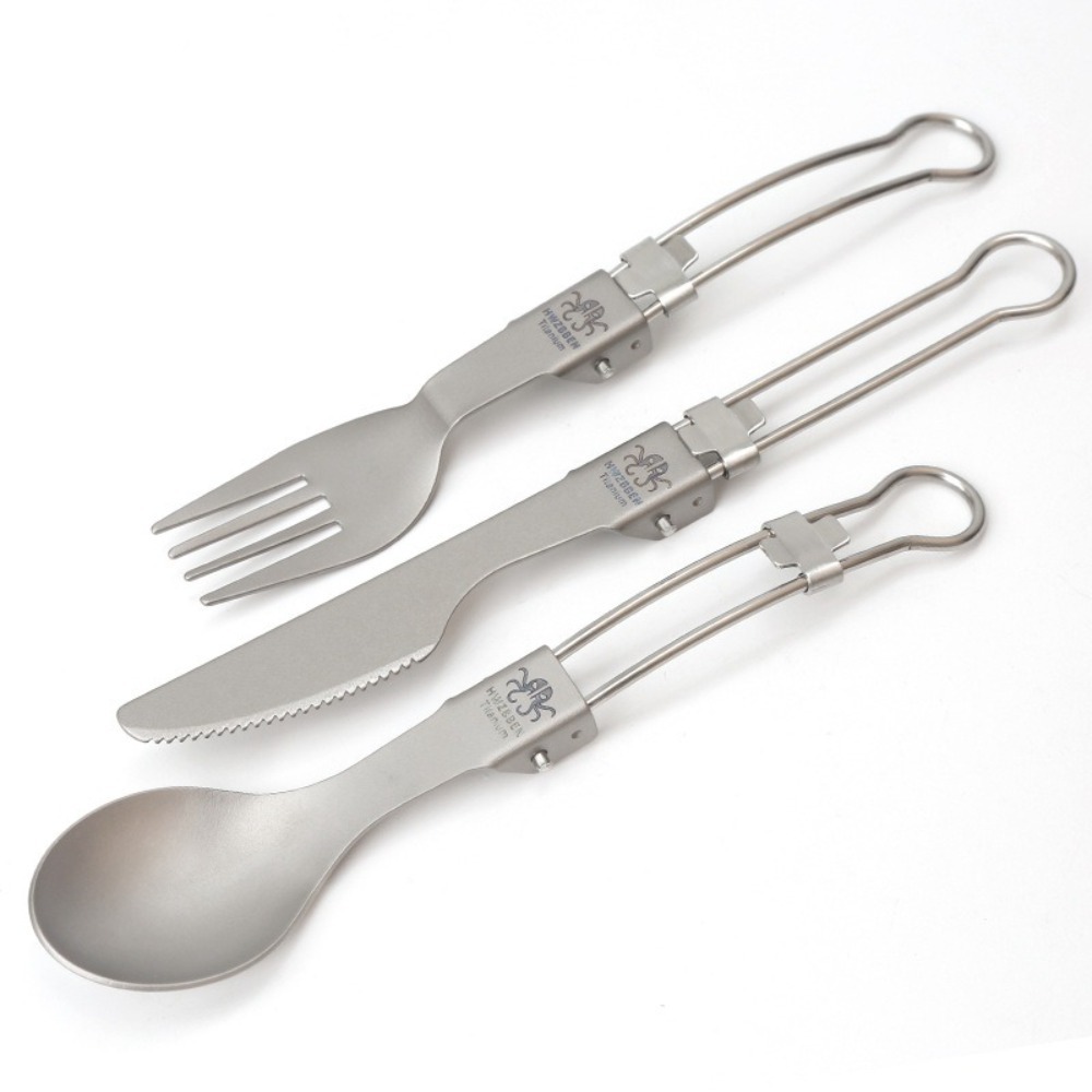 Half Polished Titanium Folding - Camp Spork Set review and price