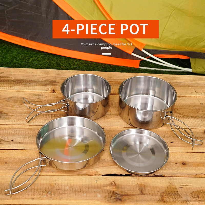 CLS 4-Piece Stainless Steel Ca - Nesting Camping Cooking Set review and price