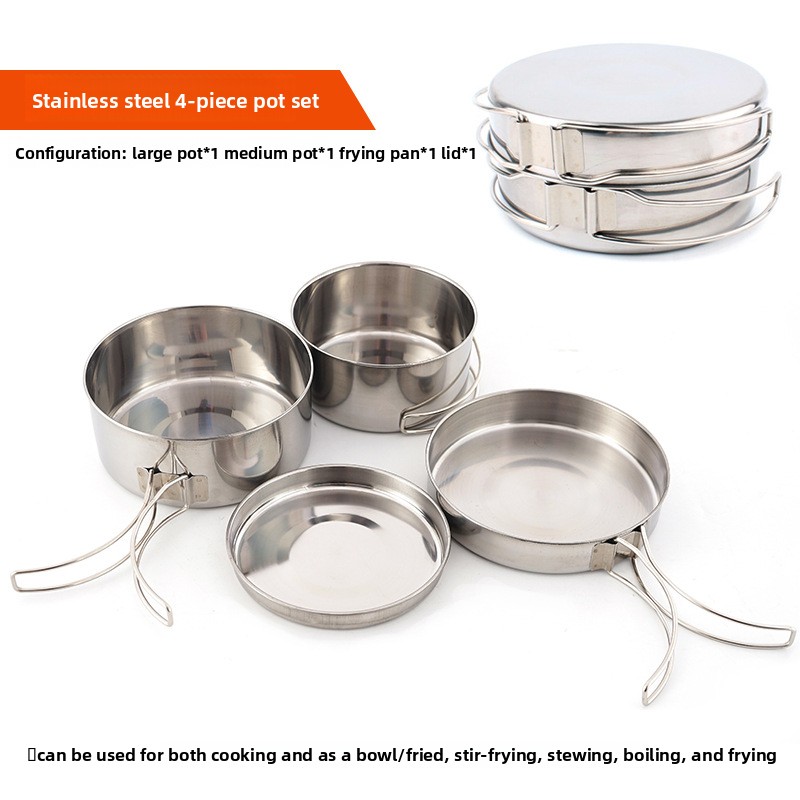 CLS 4-Piece Stainless Steel Ca - Nesting Camping Cooking Set review and price