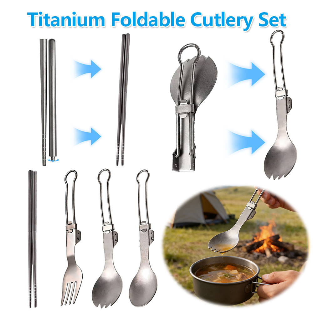 Titanium Foldable Cutlery Set  - Camp Spork Set review and price