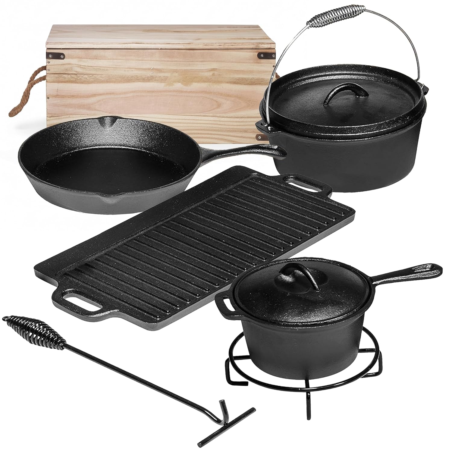 Camping Cooking Set Of 7. Pre  - Camp Dutch Oven Cast review and price