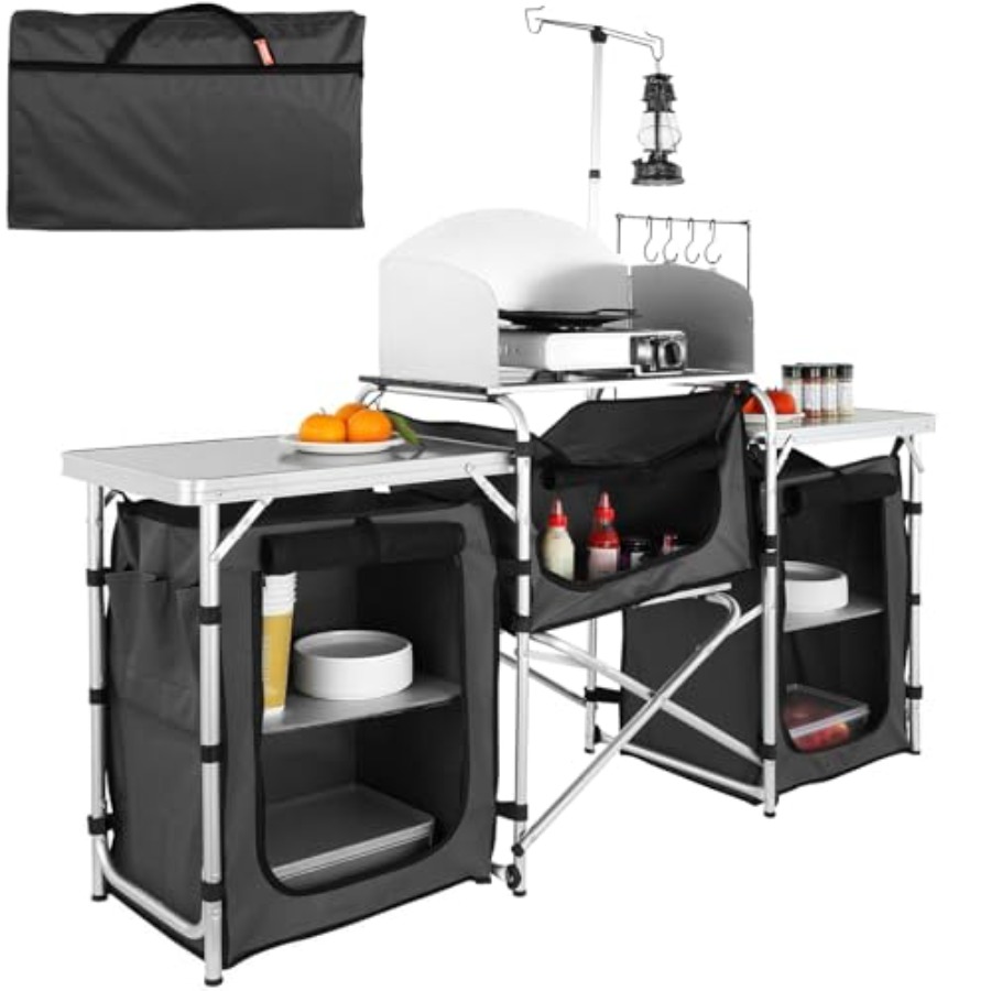 Camping Kitchen Table, Folding - Camping Cooking Cupboard review and price