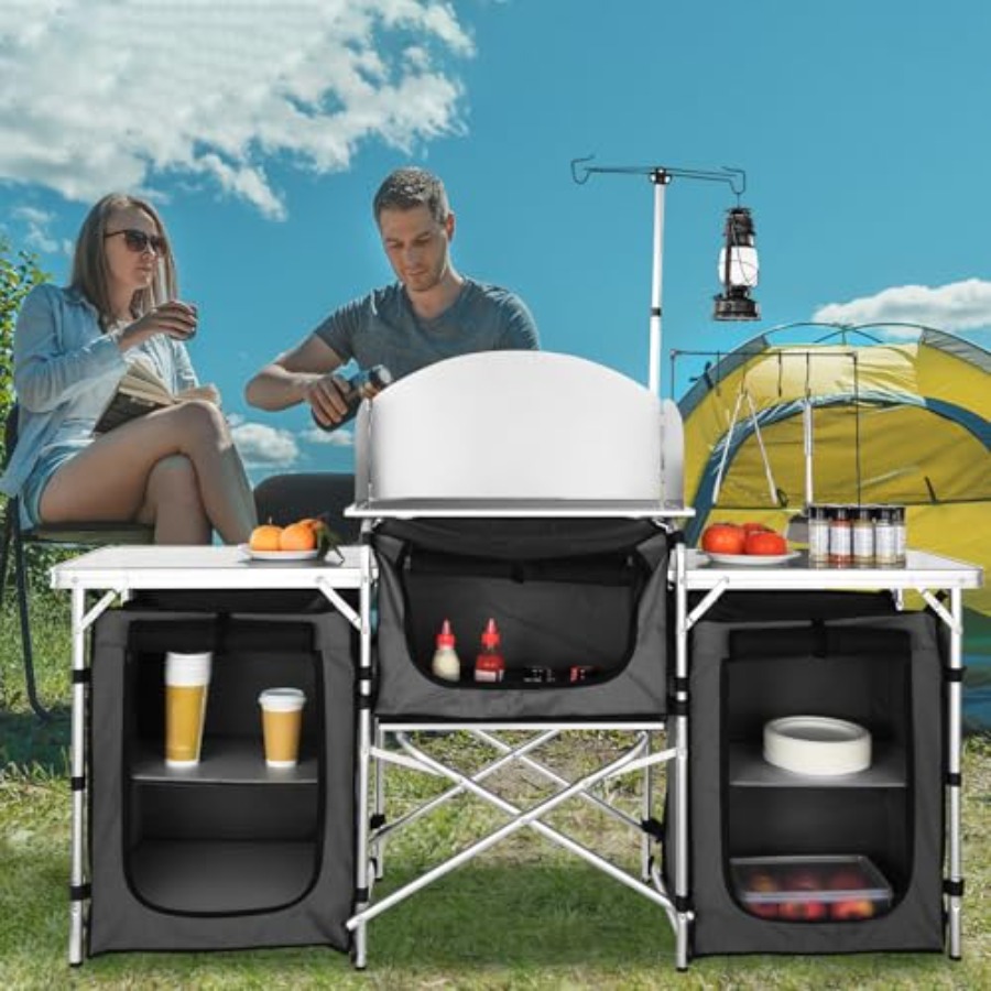 Camping Kitchen Table, Folding - Camping Cooking Cupboard review and price