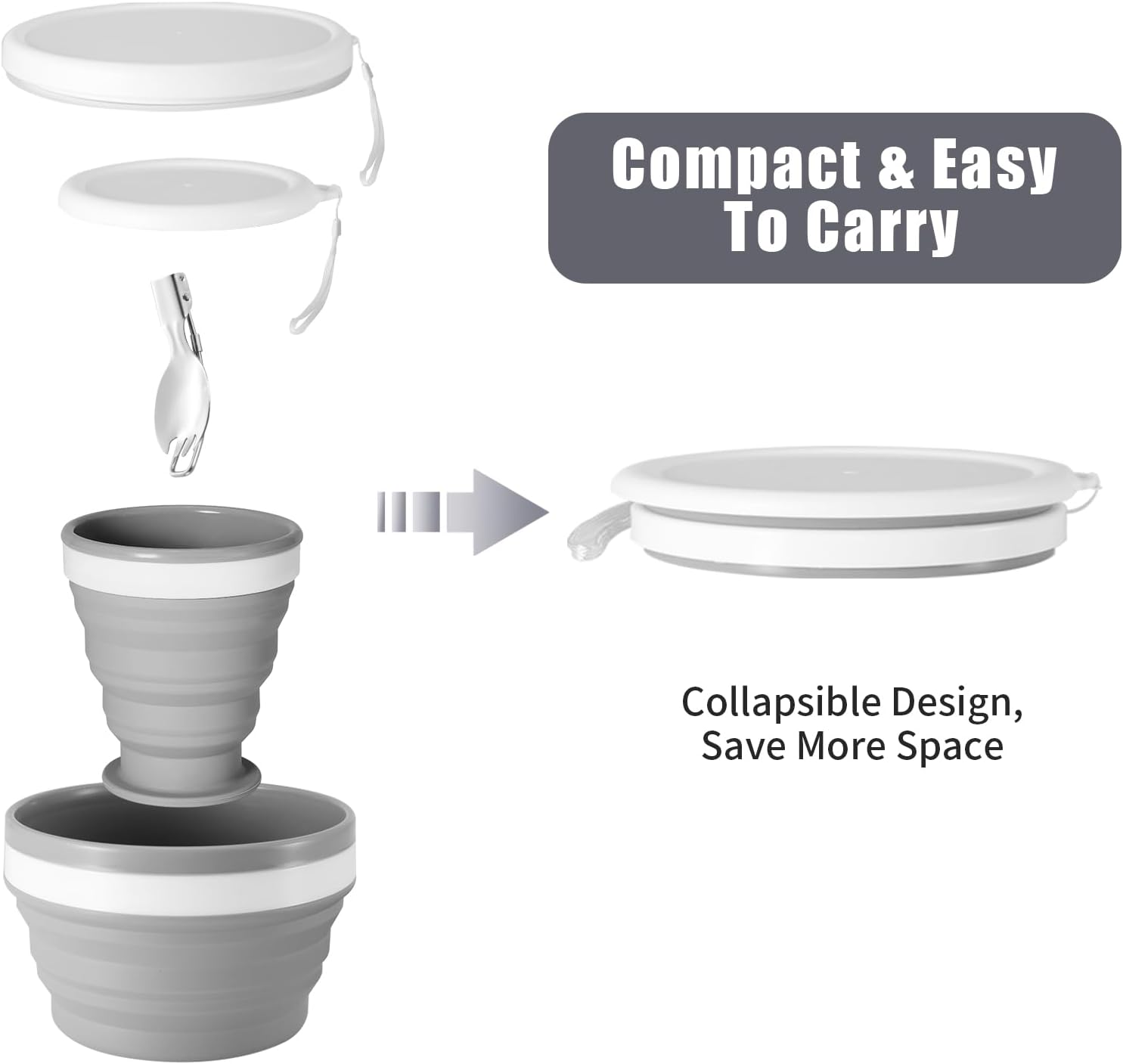 Collapsible Silicone Cup and B - Camp Spork Set review and price